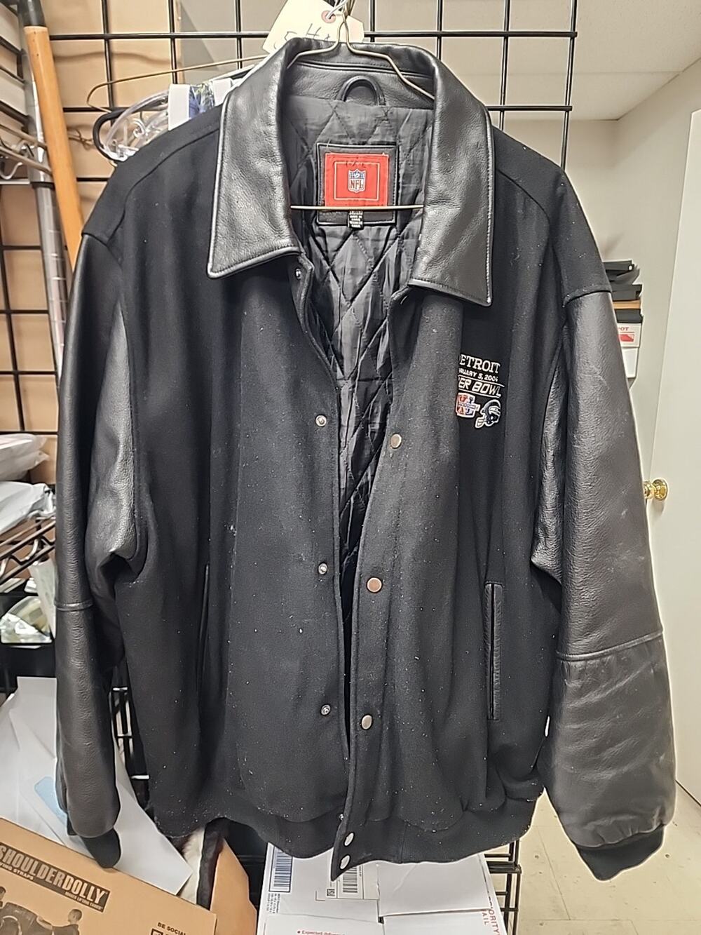 2006 Super Bowl XL Steelers v Seahawks Blk 3xl Letterman Jkt w Leather Sleeves